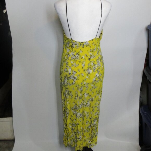 Rag & Bone Women's Yellow Floral Spaghetti Strap Midi Dress Size 4 - Picture 6 of 6